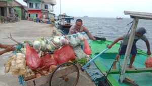 Kanit Bimas Polsek Kepulauan Seribu Utara dan Tunjukkan Kehumanisan, Bantu Pedagang Sayuran di Pulau Panggang