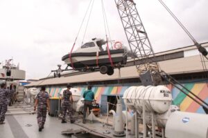 Rigid Buoyancy Boat Perkuat Sarana Patroli Lanal Banjarmasin