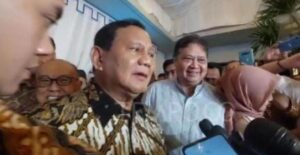 Menhan Prabowo Subianto Hadiri Halalbihalal di Rumah Dinas Menko Airlangga Hartarto