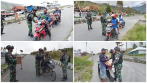 Jaga Kondusifitas Kota Mulia Kabupaten Puncak Jaya, Satgas Yonif 115/ML Laksanakan Kegiatan Sweeping Terhadap Setiap Pengemudi Kendaraan