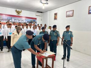 Danlanal Simeulue Laksanakan Penandatangan Pakta Integritas Secara Vicon dan Pengarahan Kepada Casis Bintara Tamtama Sub Panda Simeulue