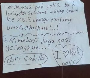 Surat cinta SD Karet 15, untuk HUT Polda Metro Jaya